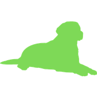 bright green resting adult dog silhouette graphic